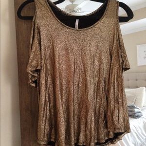 Cold Shoulder Gold Blouse